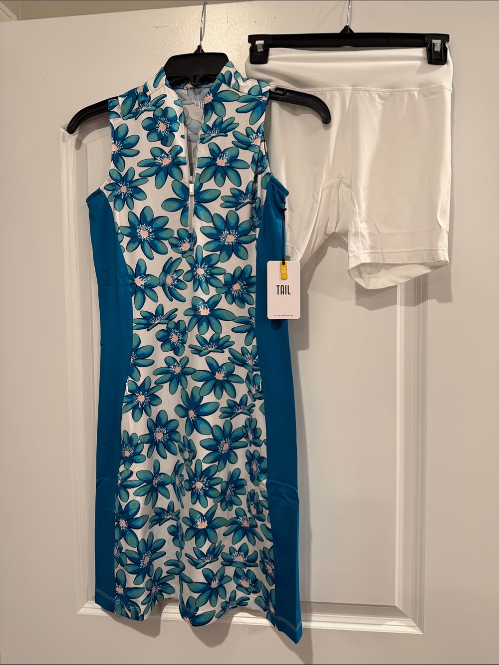 Tail Teal Floral Sleeveless Golf Dress with White Shorts